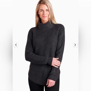 Kuhl Women's Dark Gray Sienna Turtleneck Sweater, Hiking Heavyweight, size S